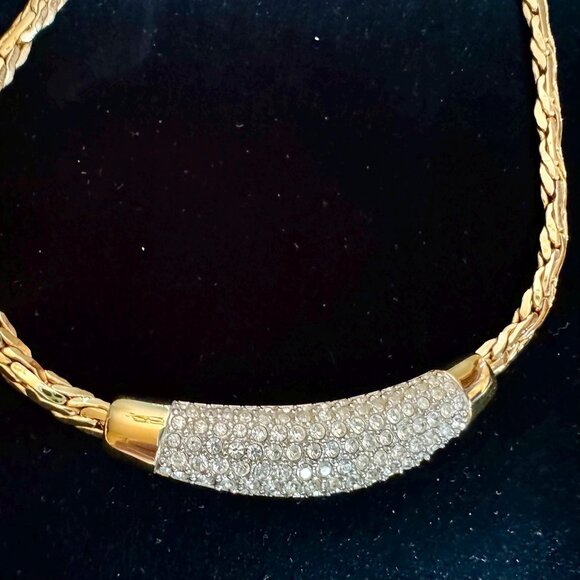 Vintage Swarovski Crystal Necklace choker gold tone - Picture 3 of 10